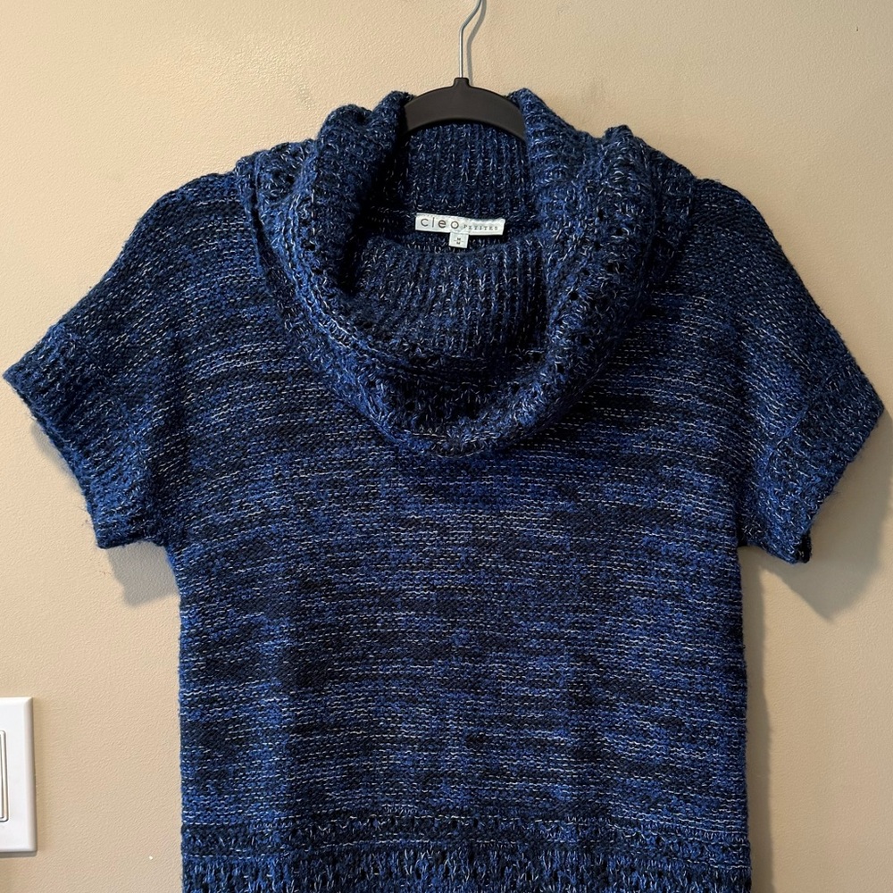 Cleo Petites Blue Cowl Neck Tunic Sweater - Picture 3 of 12